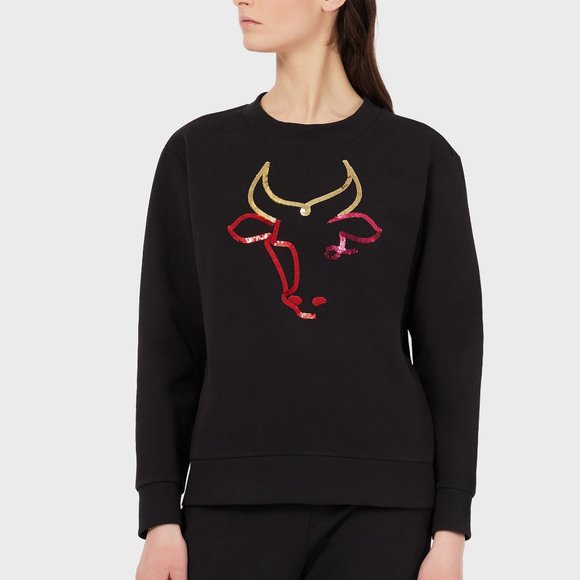 EMPORIO ARMANI |Sweatshirt ox sequinned embroidery - Picture 1 of 6